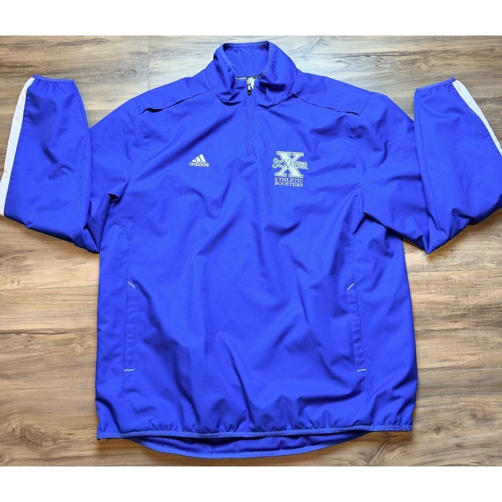 Adidas Jacket Mens XL Blue St. Xavier 1/4 Zip Pullover